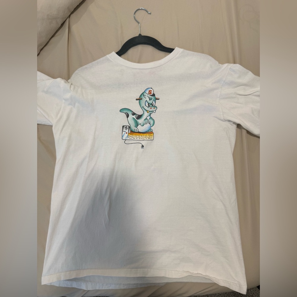 Supreme White Tee with Dinosaur Graphic